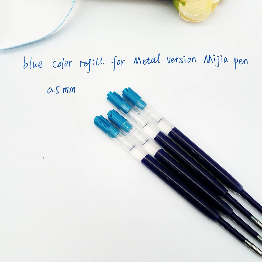 Recarga de tinta azul para xiaomi mijia pen, versão de metal com 0.5mm, substituição somente para caneta mijia de cor dourada e prateada