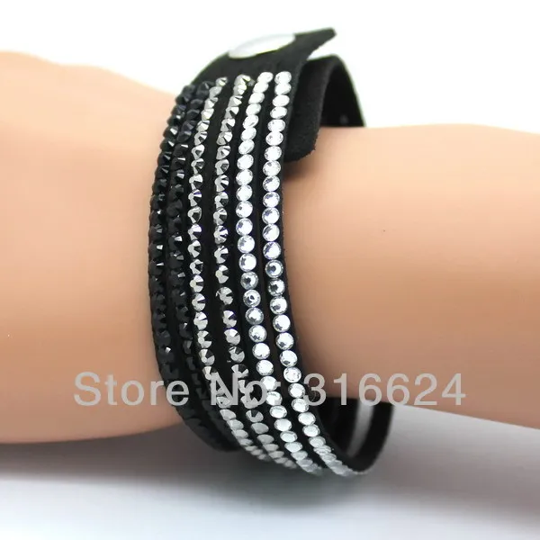 XQNI New Arrival Bangles Fashion Jewelry Crystal Men Leather Bracelets Trendy Mosaic Brand Rhinestone Classic Charm Bracelets.