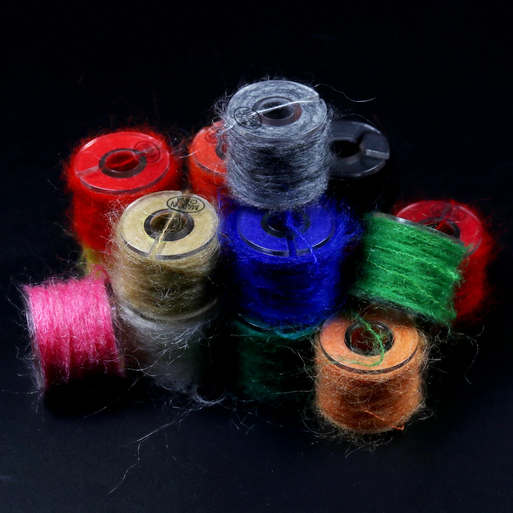 8Spools Color Mix Leech Mohair Yarn Fly Tying Material for Nymph Scud Leech Streamer Body Fly Tying Material Trout Fishing Lures