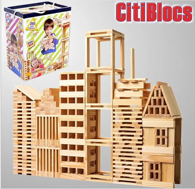 Export Van De Originele CITIBLOCS300 Stuk Hout Kleur Stack Toren Bouwstenen Houten Speelgoed Voor Kinderen Educatief Speelgoed