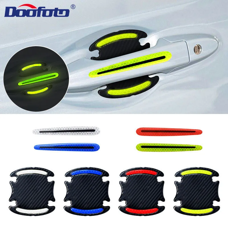 Doofoto Car Sticker Reflective Strip Car Door Handle Exterior Warning Reflectors Reflective Fabric 3D For Honda Toyota Benz