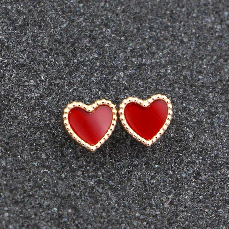 YUN RUO Lovely Heart Stud Earring For Woman Rose Gold Color Pure Stainless Steel Jewelry Girl Gift Party Not Fade Free Shipping