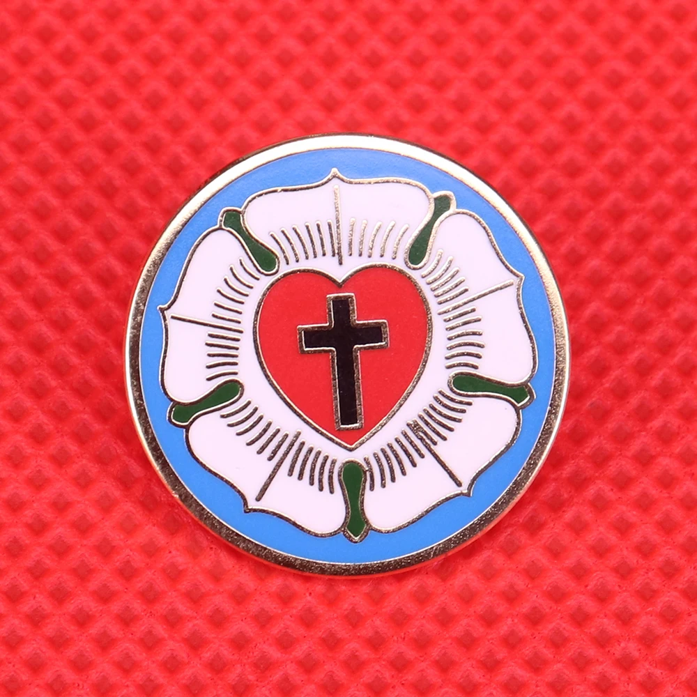 Lutheranism brosche Christian kreuz pin Luther rose rot herz abzeichen Lutherischen dichtung religiöse schmuck herren zubehör frauen geschenk