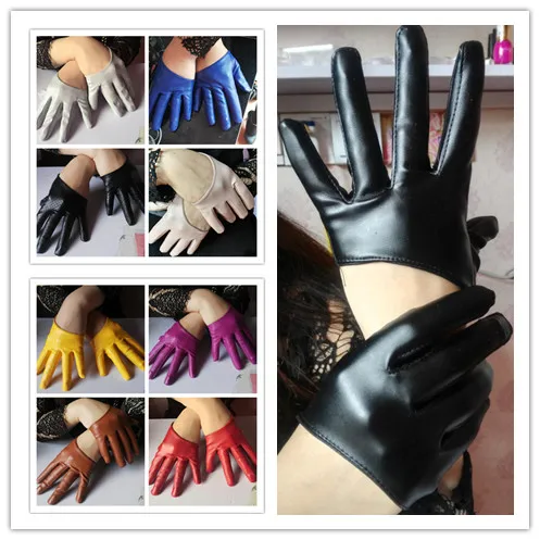 New arrival Women faux pu leather full finger gloves pu leather half palm gloves sexy motorcycle gloves lady\'s driving gloves