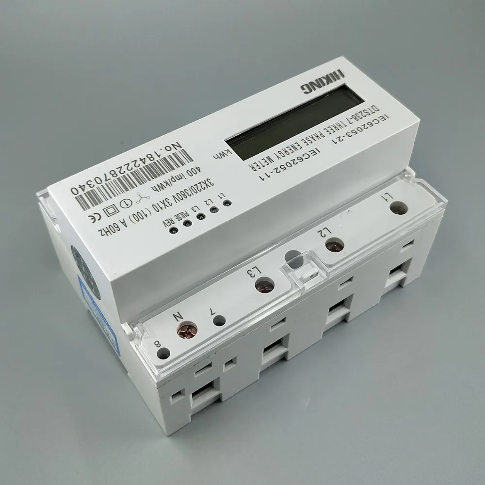 10(100)A 3*220V/380V 60HZ  three phase Din rail KWH Watt hour din-rail energy meter LCD