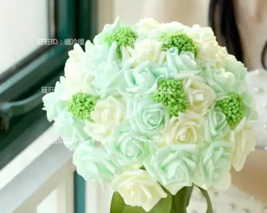 Perfectlifeoh-造花,ミントグリーン,結婚式の花嫁介添人のブーケ