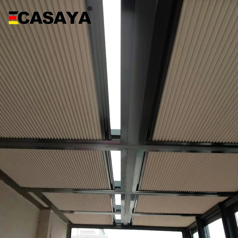 High Quality Electric Skylight Honeycomb Sun room Light Transmission or Blackout cellular Smart Motorized Roof Blind custom size