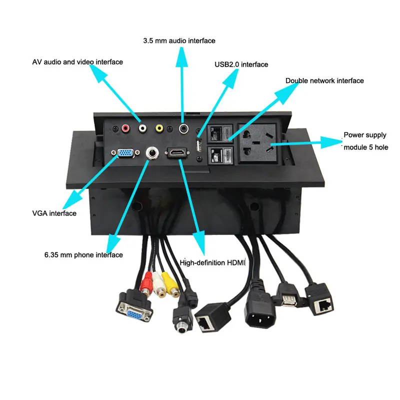 Nowy multimedialny zasilacz do komputera stacjonarnego K518 z AV VGA 3.5 Audio Free okablowanie Box Office ConferenceTable Socket Wholesale