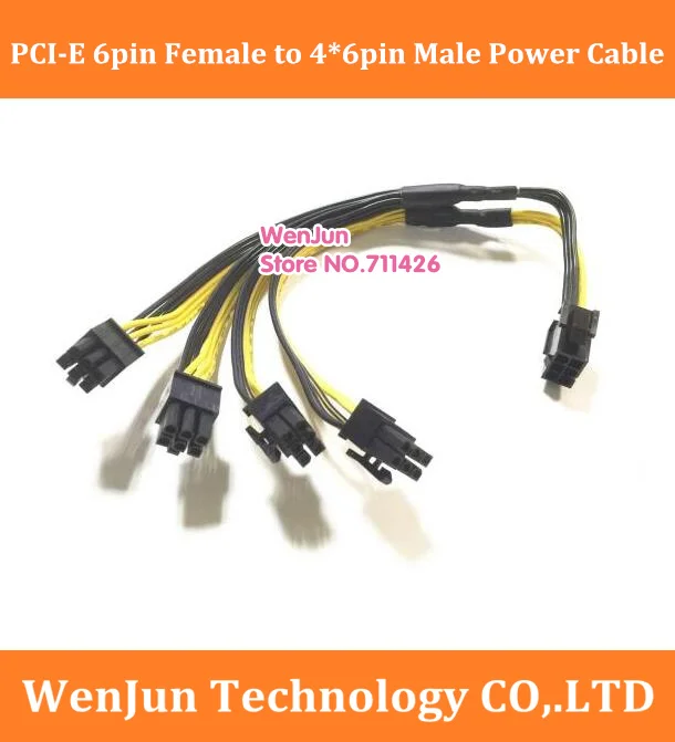 

Hot Sale GPU PCI-E 6pin Female to 4ports 6pin Male Video Card Power extension Cable 16AWG+18AWG High Quality