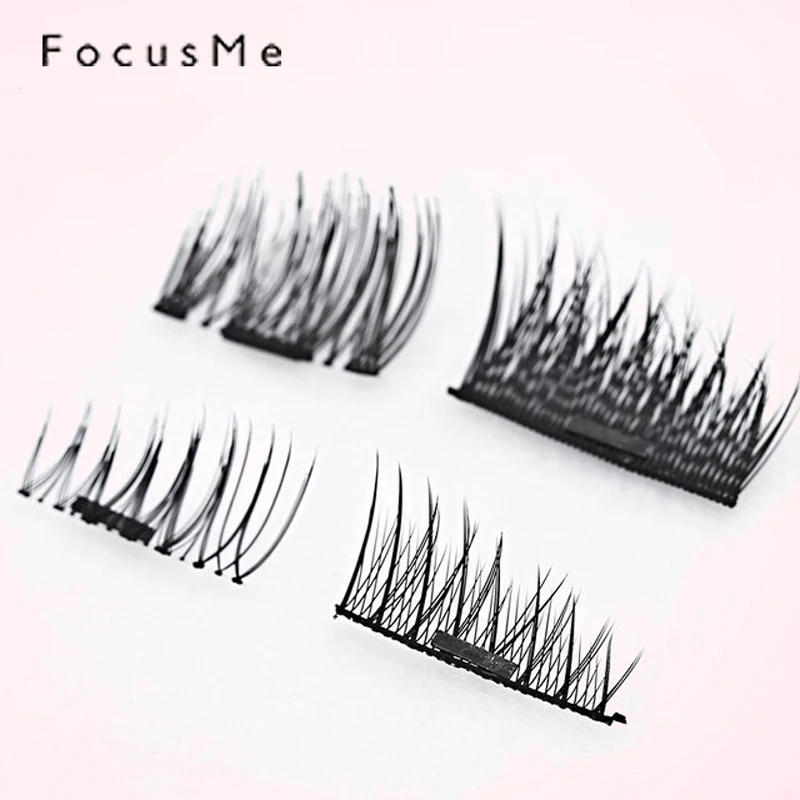 FocusMe 2คู่คู่แม่เหล็กขนตาปลอมธรรมชาตินุ่ม3D Magnetic Eye ที่ต่อขนตาเครื่องมือไม่ต้องใช้กาว