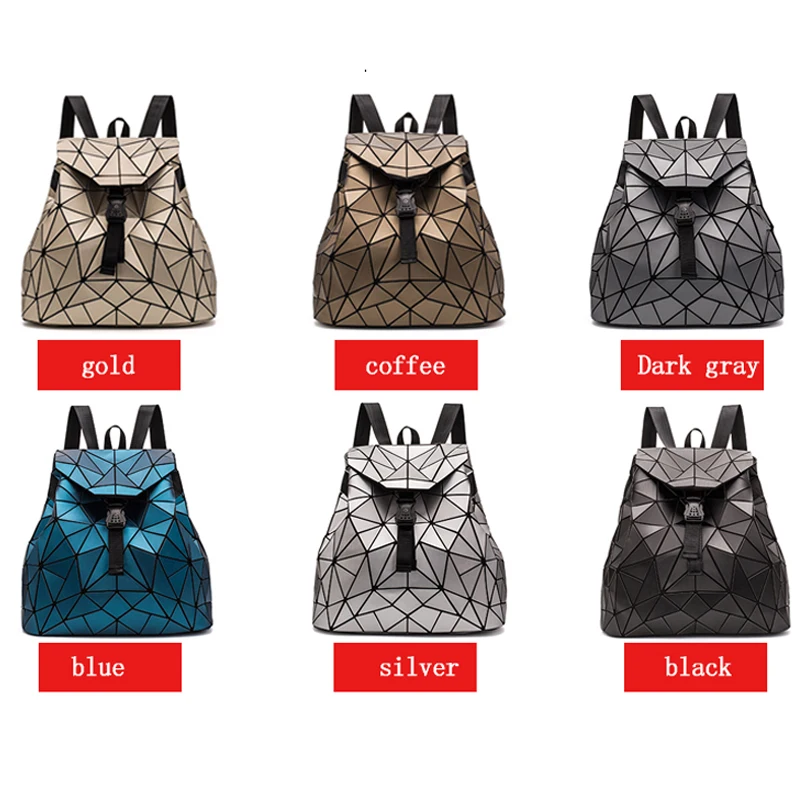 2023 New Women Backpack Fashion Holographic Bao Backpacks Female Student Geometry Bag Woman\'S Travel  Bags Shopping Backpack