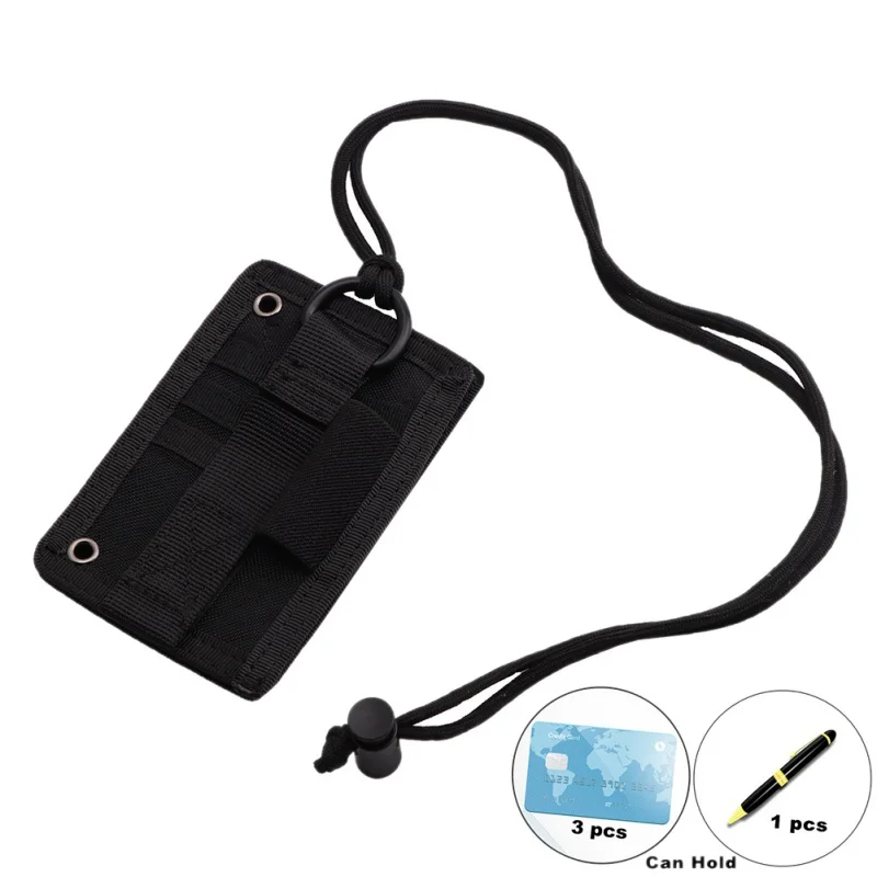 High Quality Enthusiasts Tactical ID Card Black Holder Organizer Patch Badge Holder with Neck Lanyard