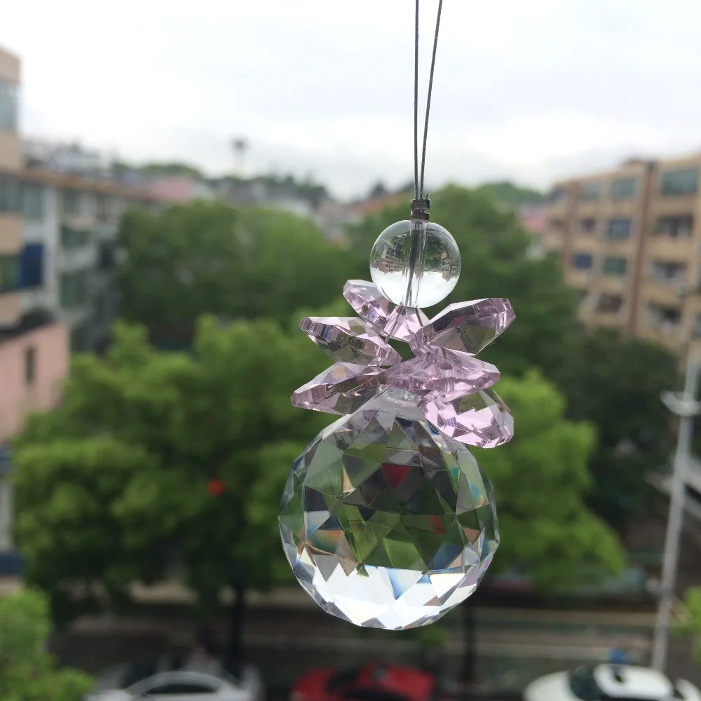 Beautiful Glass Beads With Crystal faceted ball Pendant For Christmas Tree Decoration/ Suncatcher Hanging Home Decoration