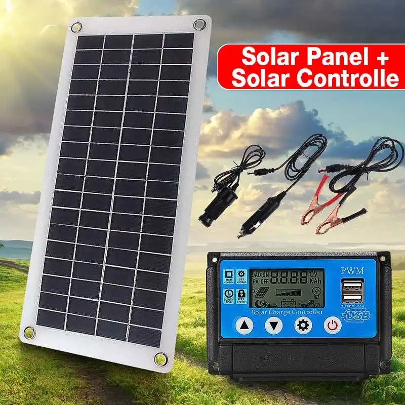 BUHESHUI 10A 20A 30A 40A 50A Solar Controller 30W Portable Solar Panel Charger For 12V Car Battery Chrger  Semi-flexible