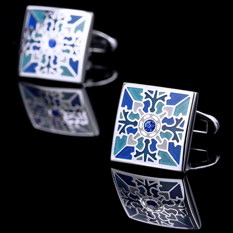 KFLK Jewelry shirt Cuff link Button for mens Brand  Blue enamel Fashion cufflink male High Quality Luxury Wedding guests