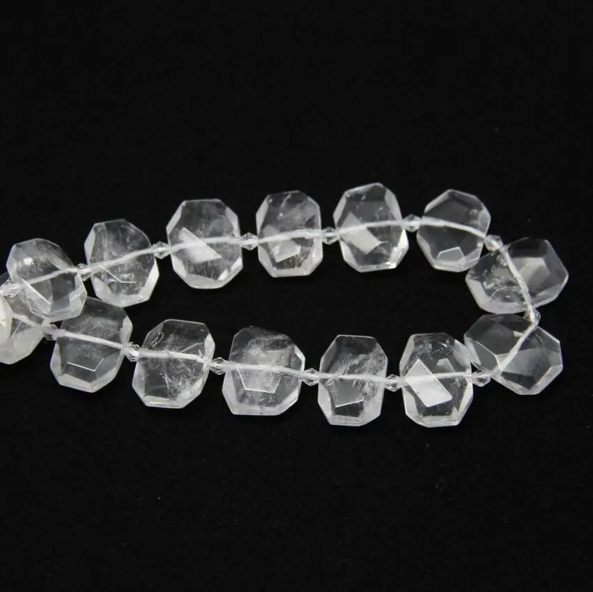 Natural White Quartz Raw Crystals Center Drilled Faceted Slab Loose Beads Pendants Cut Slice Beads Charms Necklace full strand