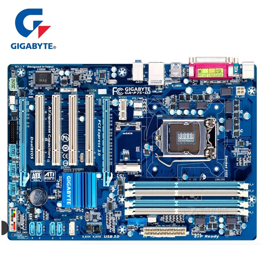 

Gigabyte GA-P75-D3 Original Motherboard LGA 1155 DDR3 USB2.0 USB3.0 SATA3 P75 D3 32GB Intel B75 22nm Desktop Mainboard Used