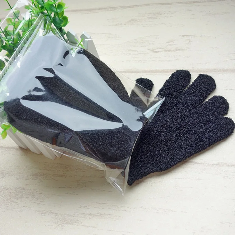 

200pcs New Black Nylon Body Cleaning Gloves Exfoliating Bath Glove Five Fingers Shower Gloves Bathroom Supplies WB10