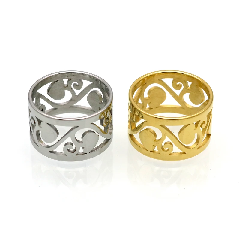 BORASI Brand Classic Fashion Gold Color Hollow Vines Heart Ring Jewelry Popular Romantic Wedding Ring For Women 2017 New