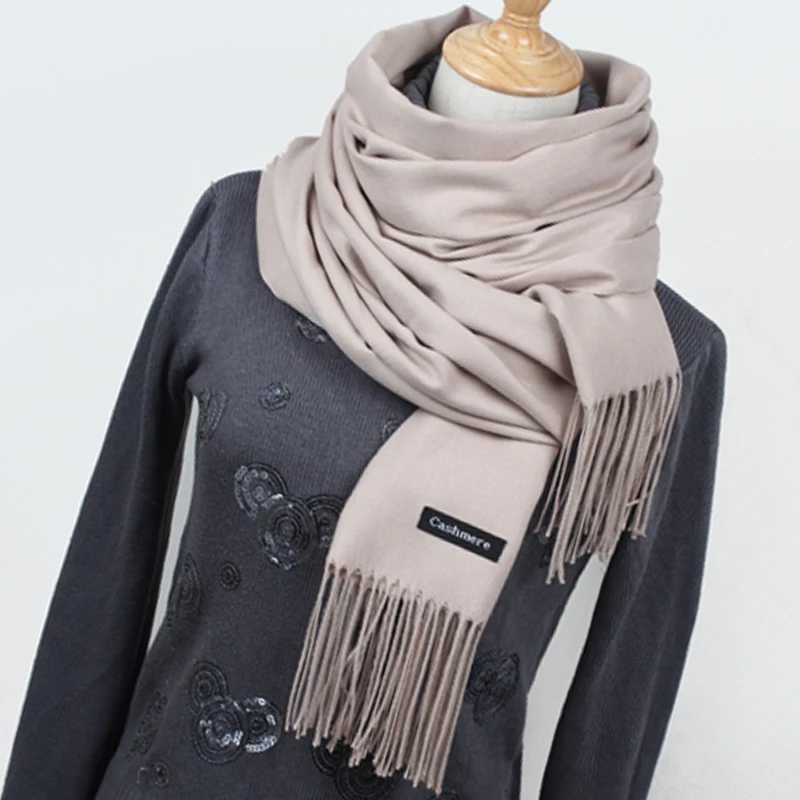 Women solid color cashmere scarves with tassel lady winter thick warm scarf high quality female shawl hot sale YR001