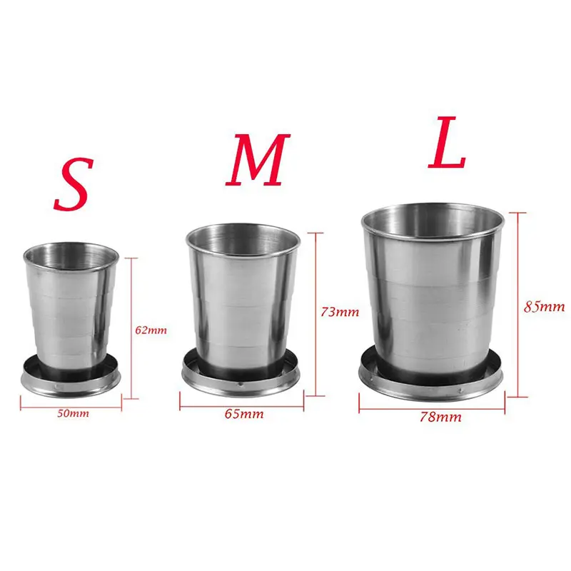 Mini Stainless Steel Wine Glasses Portable Outdoor Camping Picnic Travel Folding Collapsible Metal Drinking Cups Telescopic Mug