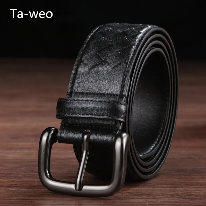 Fashion Braided Unisex 100% Genuine Leather Belt Casual Belts For Women & Men\'s Jeans Leather Belt Width 3.5CM Top Quality