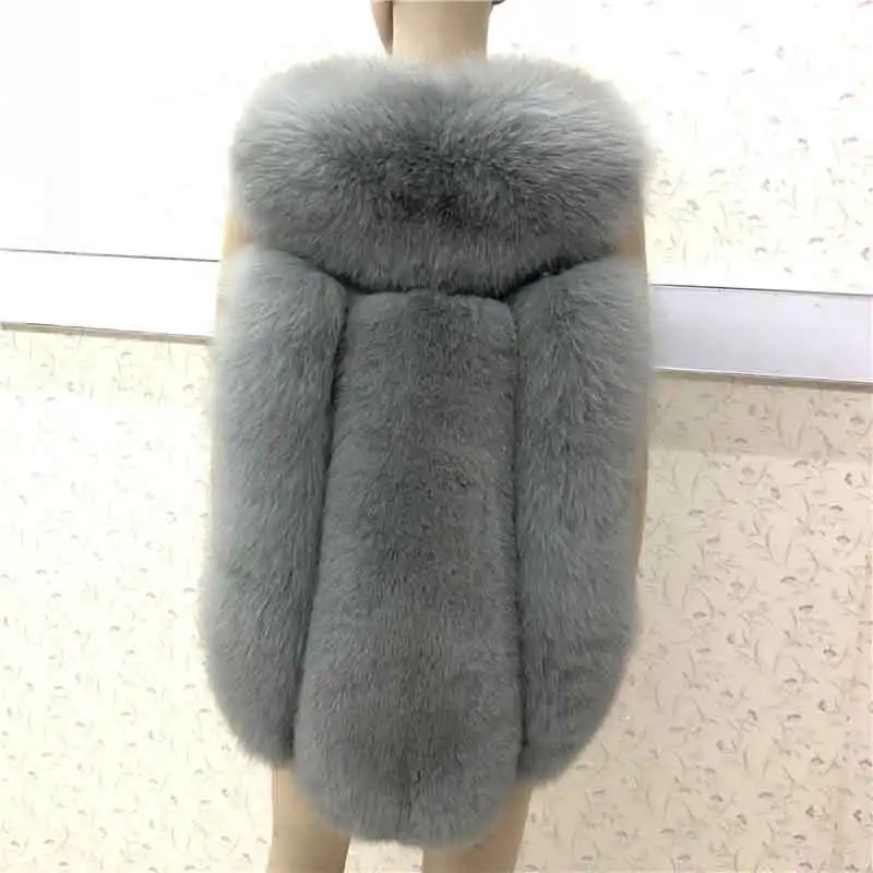 JKP* 2024 New Real Fox Fur Water Drops Fur Vest Women In The Long Vest Jacket Waistcoat Slim Was Thin