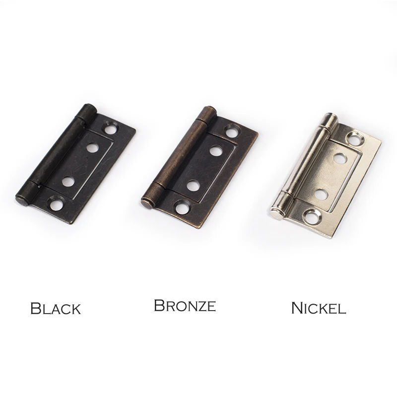 2 Inch Iron Furniture Mortise Hinge for Cabinet Door with Free Screws, 135 Degree Open, Antique Copper, Black, Nickel Color