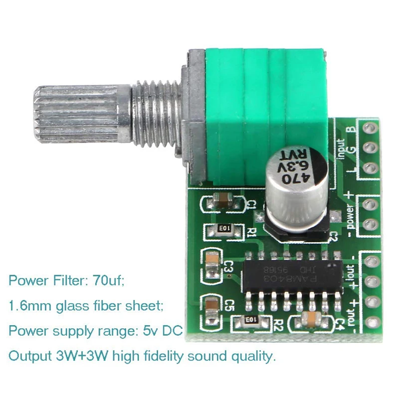 Mini 3W + 3W DC 5V amplificatore Audio Handy Digital Power Amp Module Board amplificatori Stereo PAM8403 a doppio canale con potenziometro