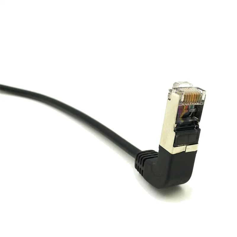 كابل شبكة إيثرنت RJ45 Lan سلك التصحيح 0.4 متر 1 متر 2 متر 3 متر 5 متر زاوية الكوع أسفل وأعلى بزاوية 90 درجة cat5e 8P8C FTP STP UTP Cat 5e