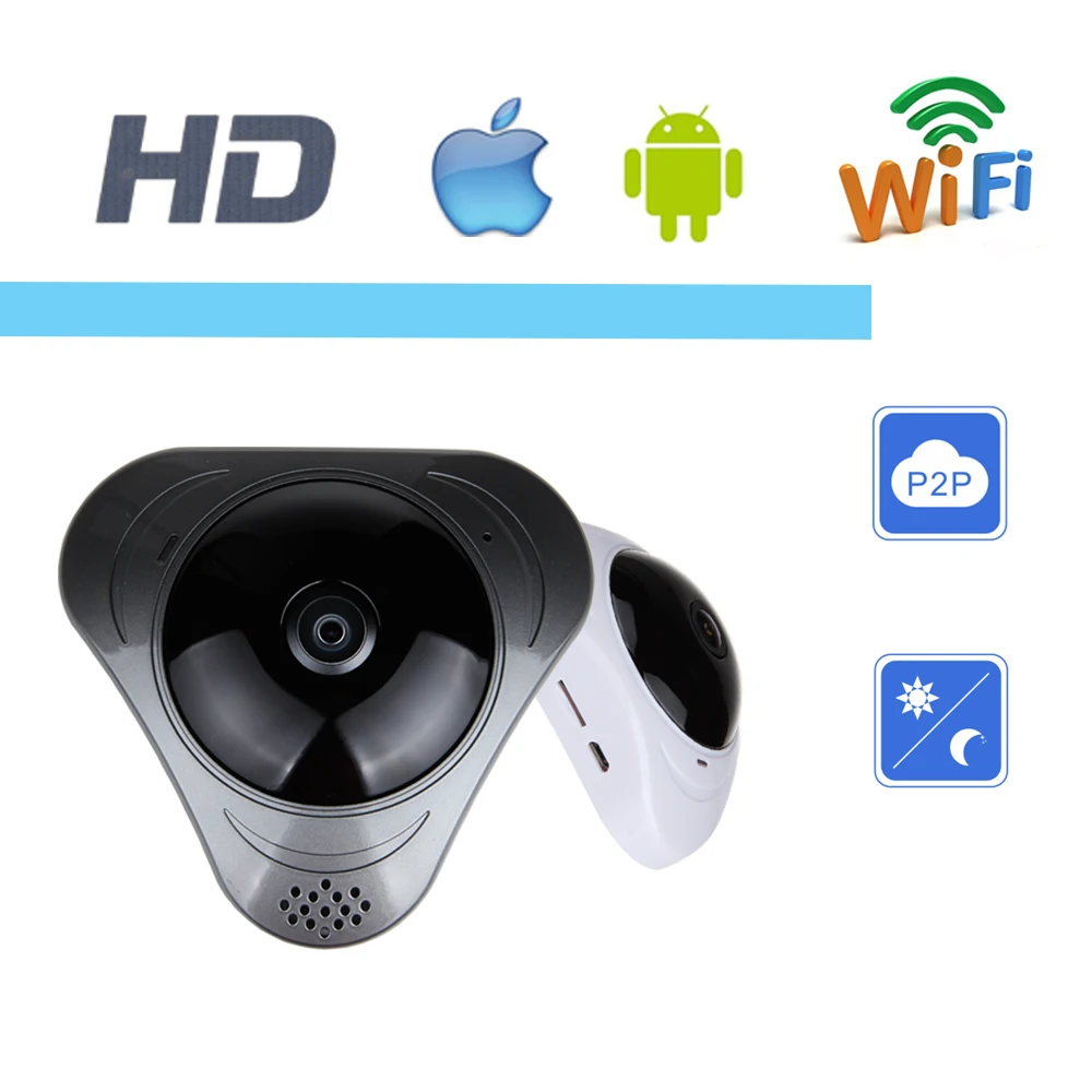 AOUERTK 360 Degree Camera 960P Two Way Audio SD Card Slot WiFi Full View Night Vision Video IP Camera WiFi Mini CCTV VR Camera