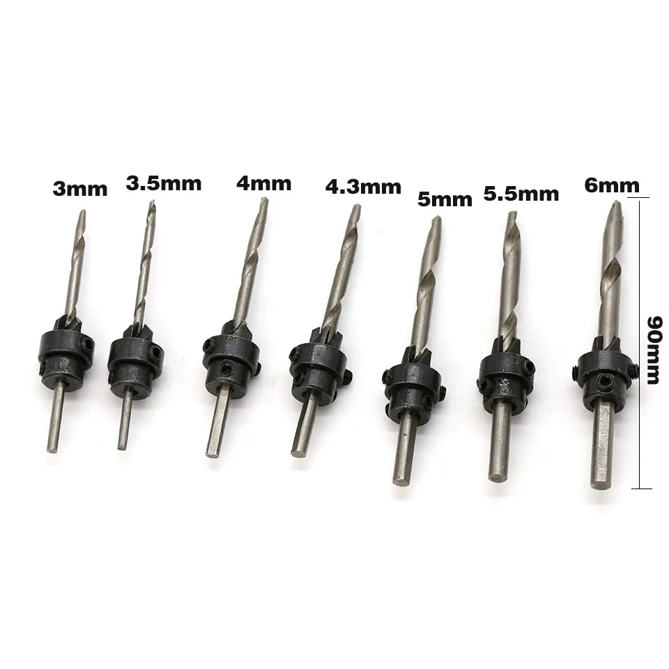 7pcs Countersink Drill Woodworking Drill Bit Set Drilling Pilot Holes For Screw Sizes3-6