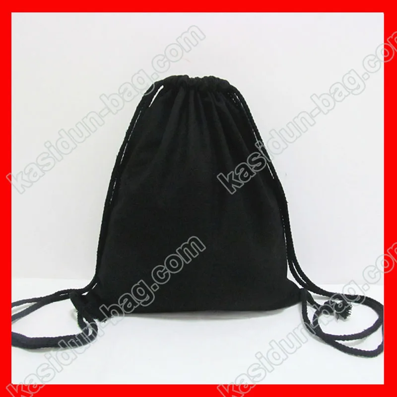 

200 Pieces Size 30x35cmCustom Logo Black Canvas Cotton Drawstring Backpack for Student Kids