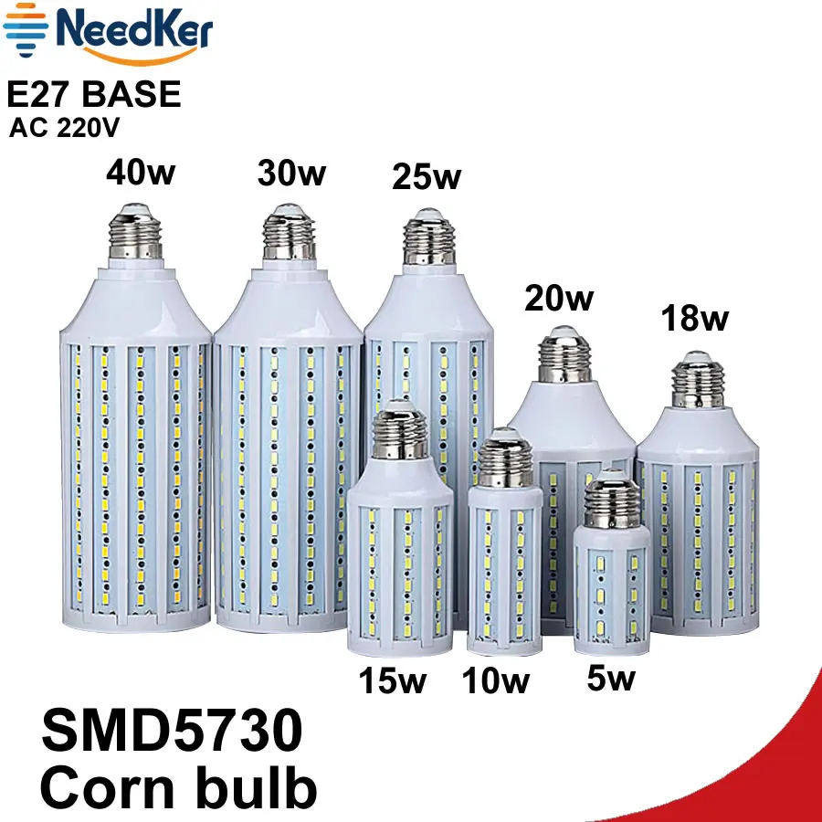 

NeedKerE27 LED Corn Bulb Light 5W 10W 15W 25W 30W 40W 50W SMD5730 AC 220V 230V 240V LED Bulb Lamp 360 Degree Warm Cold LED Light