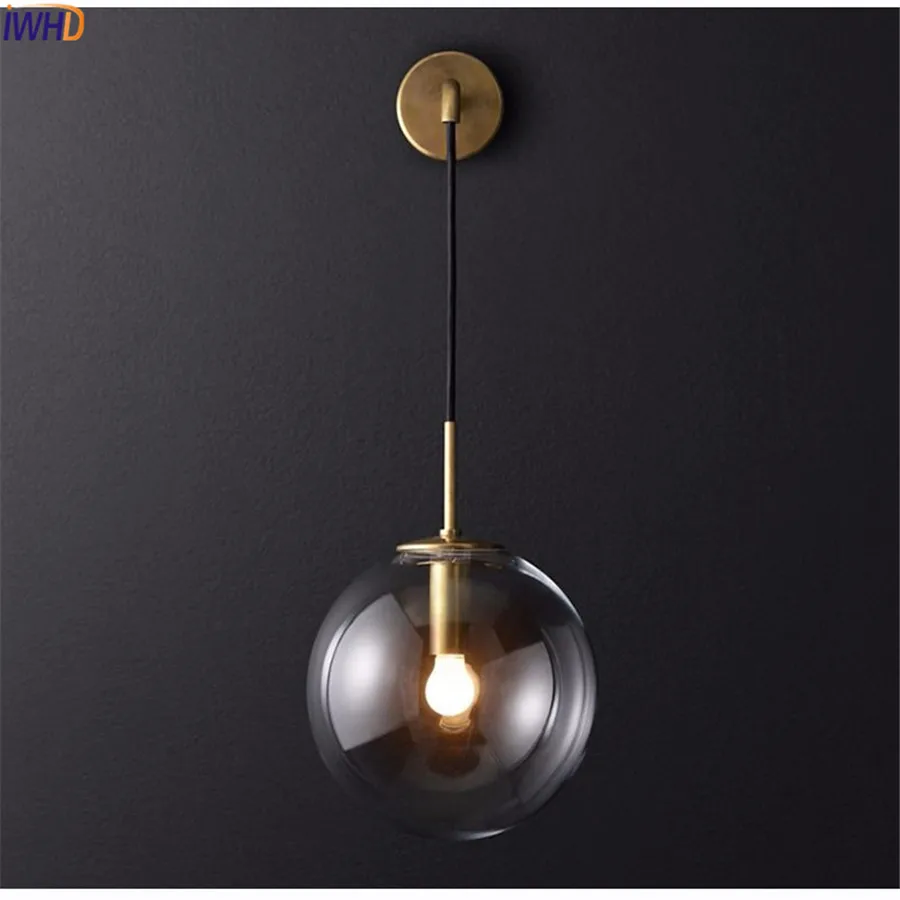 Nordic Modern LED Wall Lamp Glass Ball Bathroom Mirror Beside American Retro Wall Light Sconce Wandlamp Aplique Murale