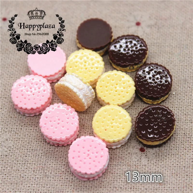 10pcs 13mm Mix Colors Resin Mini Sandwich Biscuit Simulation Food Art Supply Decoration Charm Craft