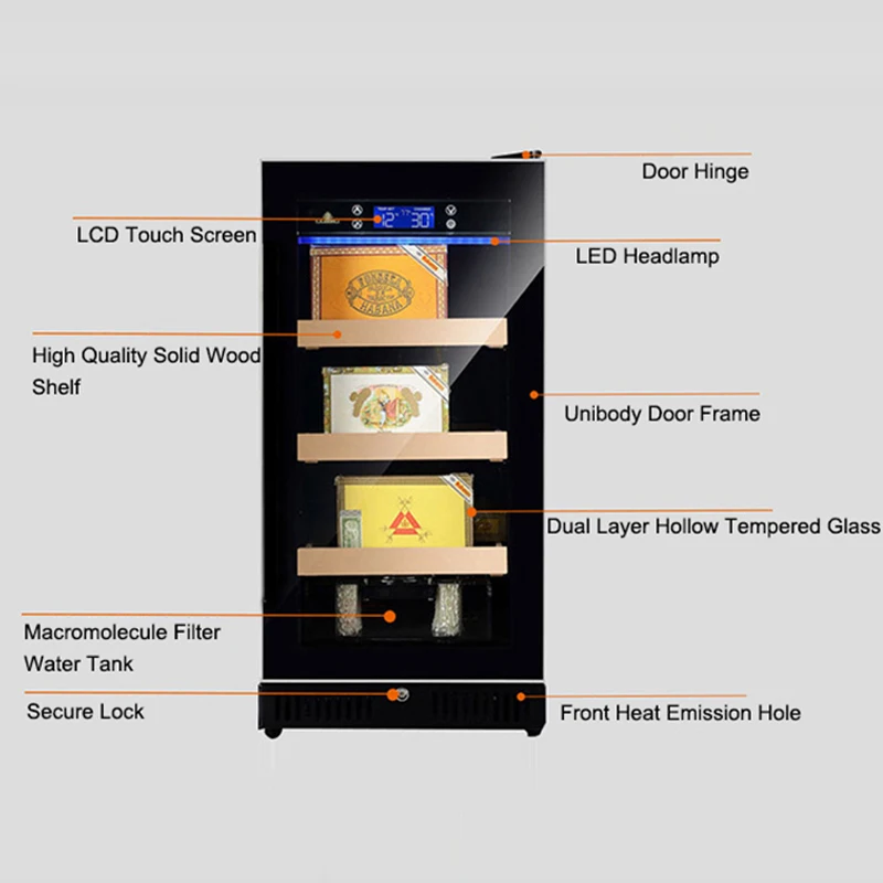 Cigar Cabinet Freezer Constant Temperature Wine Tea Humidor Three-Layer Parquet Luxury Cigar Storage Cabinet Fridge
