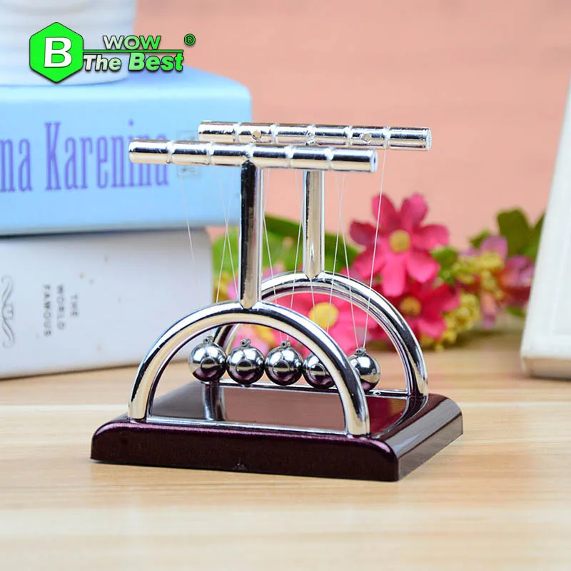 8.5*7*9cm Newton Cradle Balance Ball,Stainless Steel ball,plastic stand ,Physics Science Pendulum,Kids Educational Toy,Figurines