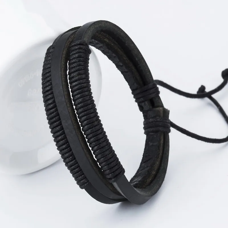 XQNI موضة قابل للتعديل اليدوية سحر الجلود الرجال النساء أساور نمط زوجين أساور DIY نسج التفاف الجلود سوار مجوهرات #4