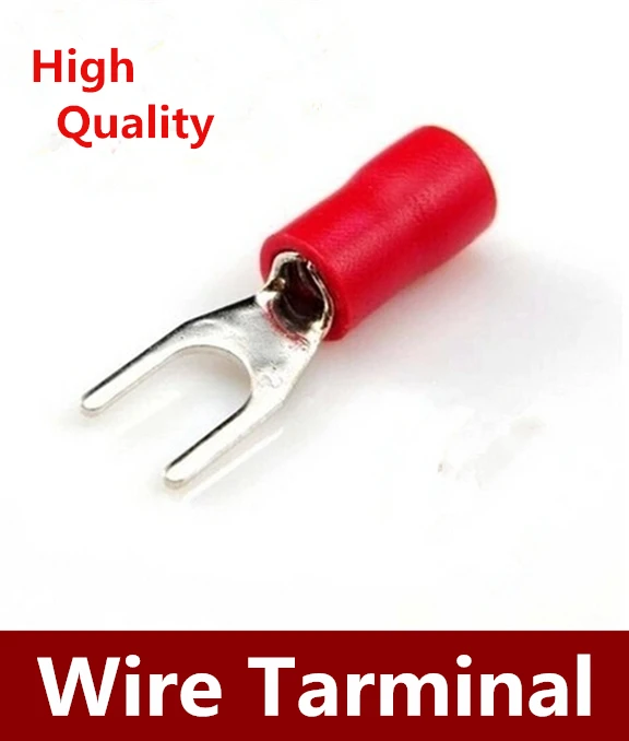 

High Quality 500pcs/lot SV1.25-3.2 Fork Type Pre Insulated Wiring Terminals Red for AWG free shipping