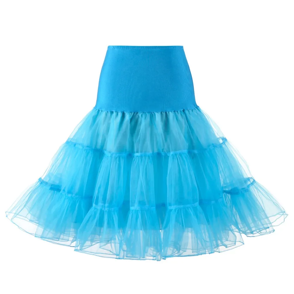 ฟรีสั้น Organza ฮาโลวีน Petticoat Lolita Rockabilly Ruffle Vintage 50S Crinoline Tutu 26 "สำหรับคอสเพลย์