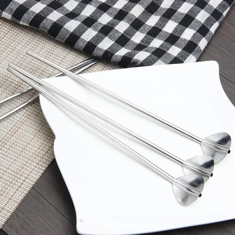 Straw Spoon Heart-shaped Stainless Steel Straw Spoon Milk Coffee Tea Stirring Spoon Straws Kitchen Tableware F20173773