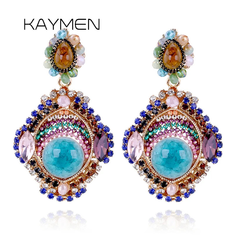 

Women's Fashion Rhinestones Ceramic Handmade Bohemia Earrings for Party Prom Wedding Costume Jewelry Statement Ear-ring Eardrop