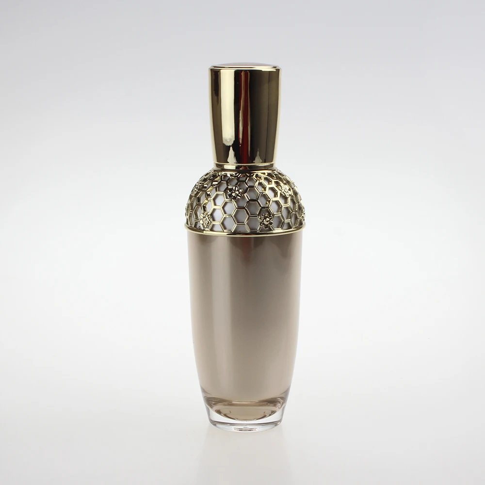 

New Design 60ml acrylic airless lotion bottles, empty gold 2oz cosmetic container plastic bottle for airless wholesale