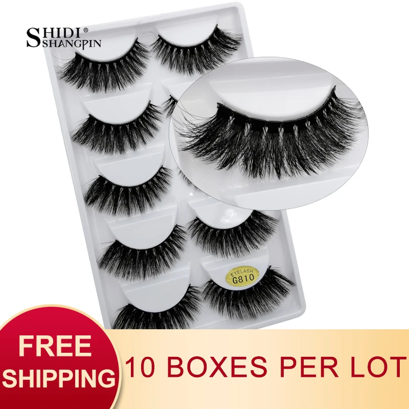 SHIDISHANGPIN 50 pairs natural long false eyelashes fluffy 3d mink lashes make up 100% cruelty free fake eyelash faux cils G810