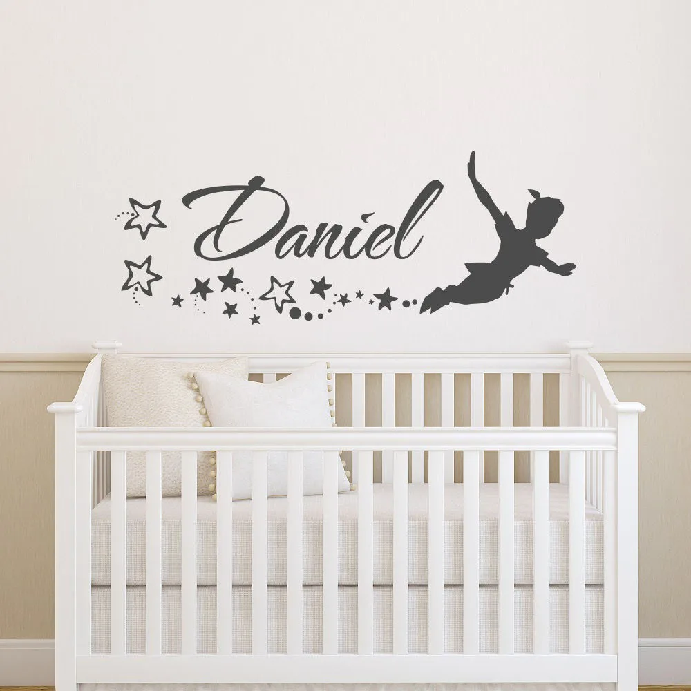 Personalised Peter Pan Wall Stickers For Kids Room Home Decoration Sticker Poster Wall Decals Star Nursery Name Custom B616