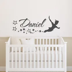 Personalised Peter Pan Wall Stickers For Kids Room Home Decoration Sticker Poster Wall Decals Star Nursery Name Custom B616
