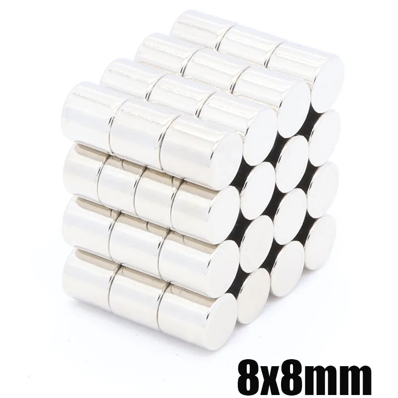 100Pcs 8X8 Mm Super Sterke Ronde Schijf De Imanes 8 Mm X 8 Mm Zeldzame Aarde Neodymium permanente Magneet Krachtige Magnetische Materialen