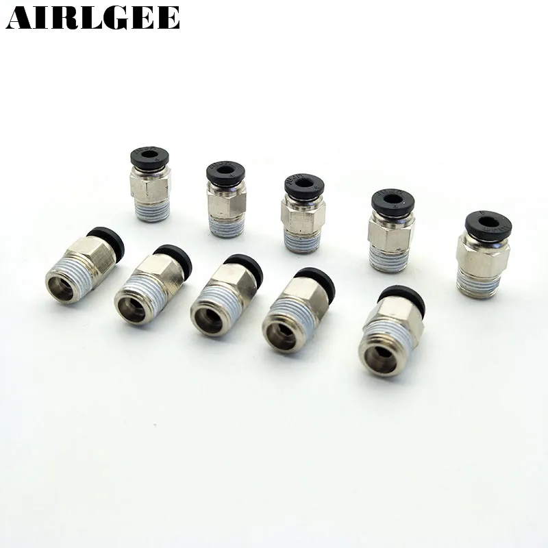 

Black 10 Pcs Pneumatic 1/8" PT Thread Push In Quick Connectors Fittings for 4mm Tube