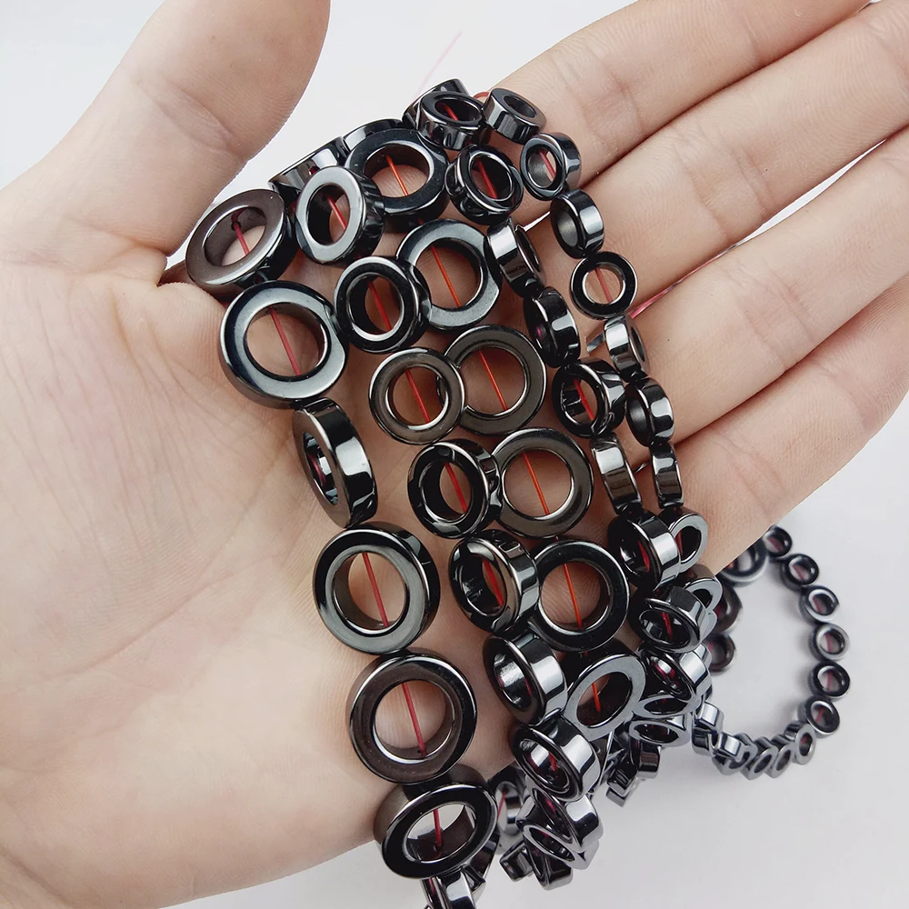 WLYeeS Natural Stone round Black Hematite bead Circle shape loose beads for Jewelry Bracelet earring Pendant Necklace Making DIY